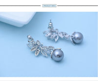 New Hot Selling Statement Brincos Micro Paved Tiny CZ Gray Simulated Pearl Drop Earrings for Women Dangle Jewelry Gift