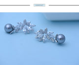 New Hot Selling Statement Brincos Micro Paved Tiny CZ Gray Simulated Pearl Drop Earrings for Women Dangle Jewelry Gift