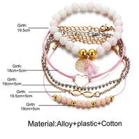30 Styles Bohemian Bracelet Set For women Shell Star Map lotus pineapple Heart Natural stone Beads chains Bangle Boho Jewelry