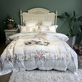 White Blue Pink Luxury Flowers Embroidery 100S/1000TC Egyptian Cotton Palace Bedding Set Duvet Cover Bed sheet/Linen Pillowcases