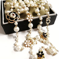 Long Simulated Pearl Necklace For Women No.5 Double Layer  pendant  long necklace Party  jewelry