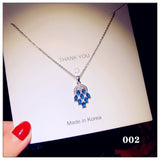 Necklace Pendants For Women S925 Clavicle Chain Sapphire Gemstone Sterling Silver Fine Jewelry Simple Pendant Blue Colar