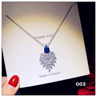 Necklace Pendants For Women S925 Clavicle Chain Sapphire Gemstone Sterling Silver Fine Jewelry Simple Pendant Blue Colar