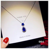 Necklace Pendants For Women S925 Clavicle Chain Sapphire Gemstone Sterling Silver Fine Jewelry Simple Pendant Blue Colar
