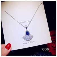 Necklace Pendants For Women S925 Clavicle Chain Sapphire Gemstone Sterling Silver Fine Jewelry Simple Pendant Blue Colar