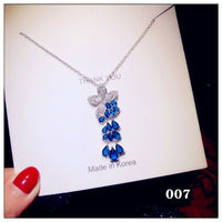 Necklace Pendants For Women S925 Clavicle Chain Sapphire Gemstone Sterling Silver Fine Jewelry Simple Pendant Blue Colar