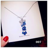 Necklace Pendants For Women S925 Clavicle Chain Sapphire Gemstone Sterling Silver Fine Jewelry Simple Pendant Blue Colar