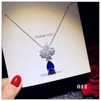 Necklace Pendants For Women S925 Clavicle Chain Sapphire Gemstone Sterling Silver Fine Jewelry Simple Pendant Blue Colar