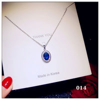 Necklace Pendants For Women S925 Clavicle Chain Sapphire Gemstone Sterling Silver Fine Jewelry Simple Pendant Blue Colar