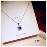 Necklace Pendants For Women S925 Clavicle Chain Sapphire Gemstone Sterling Silver Fine Jewelry Simple Pendant Blue Colar