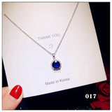 Necklace Pendants For Women S925 Clavicle Chain Sapphire Gemstone Sterling Silver Fine Jewelry Simple Pendant Blue Colar