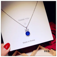 Necklace Pendants For Women S925 Clavicle Chain Sapphire Gemstone Sterling Silver Fine Jewelry Simple Pendant Blue Colar