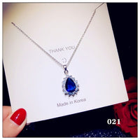 Necklace Pendants For Women S925 Clavicle Chain Sapphire Gemstone Sterling Silver Fine Jewelry Simple Pendant Blue Colar