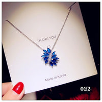 Necklace Pendants For Women S925 Clavicle Chain Sapphire Gemstone Sterling Silver Fine Jewelry Simple Pendant Blue Colar