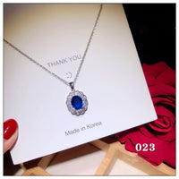 Necklace Pendants For Women S925 Clavicle Chain Sapphire Gemstone Sterling Silver Fine Jewelry Simple Pendant Blue Colar