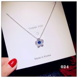 Necklace Pendants For Women S925 Clavicle Chain Sapphire Gemstone Sterling Silver Fine Jewelry Simple Pendant Blue Colar