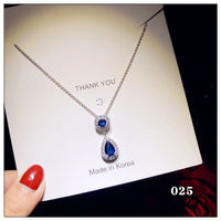 Necklace Pendants For Women S925 Clavicle Chain Sapphire Gemstone Sterling Silver Fine Jewelry Simple Pendant Blue Colar