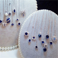 Necklace Pendants For Women S925 Clavicle Chain Sapphire Gemstone Sterling Silver Fine Jewelry Simple Pendant Blue Colar