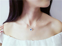 Necklace Pendants For Women S925 Clavicle Chain Sapphire Gemstone Sterling Silver Fine Jewelry Simple Pendant Blue Colar