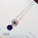 Necklace Pendants For Women S925 Clavicle Chain Sapphire Gemstone Sterling Silver Fine Jewelry Simple Pendant Blue Colar