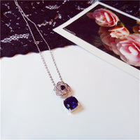 Necklace Pendants For Women S925 Clavicle Chain Sapphire Gemstone Sterling Silver Fine Jewelry Simple Pendant Blue Colar