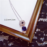 Necklace Pendants For Women S925 Clavicle Chain Sapphire Gemstone Sterling Silver Fine Jewelry Simple Pendant Blue Colar