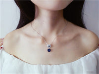 Necklace Pendants For Women S925 Clavicle Chain Sapphire Gemstone Sterling Silver Fine Jewelry Simple Pendant Blue Colar