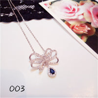 Necklace Pendants For Women S925 Clavicle Chain Sapphire Gemstone Sterling Silver Fine Jewelry Simple Pendant Blue Colar