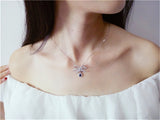Necklace Pendants For Women S925 Clavicle Chain Sapphire Gemstone Sterling Silver Fine Jewelry Simple Pendant Blue Colar