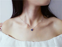 Necklace Pendants For Women S925 Clavicle Chain Sapphire Gemstone Sterling Silver Fine Jewelry Simple Pendant Blue Colar