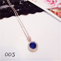 Necklace Pendants For Women S925 Clavicle Chain Sapphire Gemstone Sterling Silver Fine Jewelry Simple Pendant Blue Colar