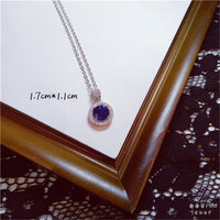 Necklace Pendants For Women S925 Clavicle Chain Sapphire Gemstone Sterling Silver Fine Jewelry Simple Pendant Blue Colar