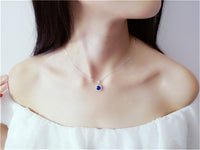 Necklace Pendants For Women S925 Clavicle Chain Sapphire Gemstone Sterling Silver Fine Jewelry Simple Pendant Blue Colar