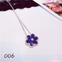 Necklace Pendants For Women S925 Clavicle Chain Sapphire Gemstone Sterling Silver Fine Jewelry Simple Pendant Blue Colar