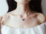 Necklace Pendants For Women S925 Clavicle Chain Sapphire Gemstone Sterling Silver Fine Jewelry Simple Pendant Blue Colar