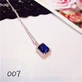 Necklace Pendants For Women S925 Clavicle Chain Sapphire Gemstone Sterling Silver Fine Jewelry Simple Pendant Blue Colar
