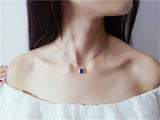 Necklace Pendants For Women S925 Clavicle Chain Sapphire Gemstone Sterling Silver Fine Jewelry Simple Pendant Blue Colar