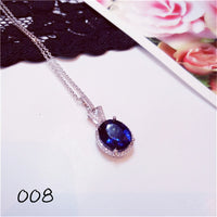 Necklace Pendants For Women S925 Clavicle Chain Sapphire Gemstone Sterling Silver Fine Jewelry Simple Pendant Blue Colar