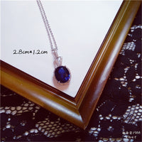 Necklace Pendants For Women S925 Clavicle Chain Sapphire Gemstone Sterling Silver Fine Jewelry Simple Pendant Blue Colar