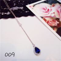 Necklace Pendants For Women S925 Clavicle Chain Sapphire Gemstone Sterling Silver Fine Jewelry Simple Pendant Blue Colar