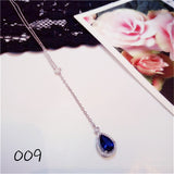 Necklace Pendants For Women S925 Clavicle Chain Sapphire Gemstone Sterling Silver Fine Jewelry Simple Pendant Blue Colar
