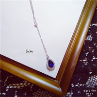 Necklace Pendants For Women S925 Clavicle Chain Sapphire Gemstone Sterling Silver Fine Jewelry Simple Pendant Blue Colar