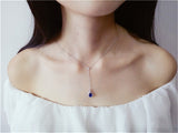 Necklace Pendants For Women S925 Clavicle Chain Sapphire Gemstone Sterling Silver Fine Jewelry Simple Pendant Blue Colar