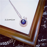 Necklace Pendants For Women S925 Clavicle Chain Sapphire Gemstone Sterling Silver Fine Jewelry Simple Pendant Blue Colar