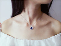 Necklace Pendants For Women S925 Clavicle Chain Sapphire Gemstone Sterling Silver Fine Jewelry Simple Pendant Blue Colar