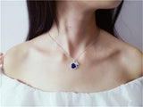 Necklace Pendants For Women S925 Clavicle Chain Sapphire Gemstone Sterling Silver Fine Jewelry Simple Pendant Blue Colar