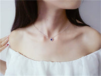 Necklace Pendants For Women S925 Clavicle Chain Sapphire Gemstone Sterling Silver Fine Jewelry Simple Pendant Blue Colar