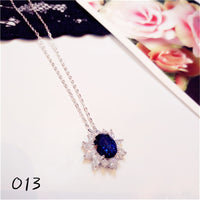Necklace Pendants For Women S925 Clavicle Chain Sapphire Gemstone Sterling Silver Fine Jewelry Simple Pendant Blue Colar