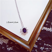 Necklace Pendants For Women S925 Clavicle Chain Sapphire Gemstone Sterling Silver Fine Jewelry Simple Pendant Blue Colar