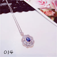Necklace Pendants For Women S925 Clavicle Chain Sapphire Gemstone Sterling Silver Fine Jewelry Simple Pendant Blue Colar
